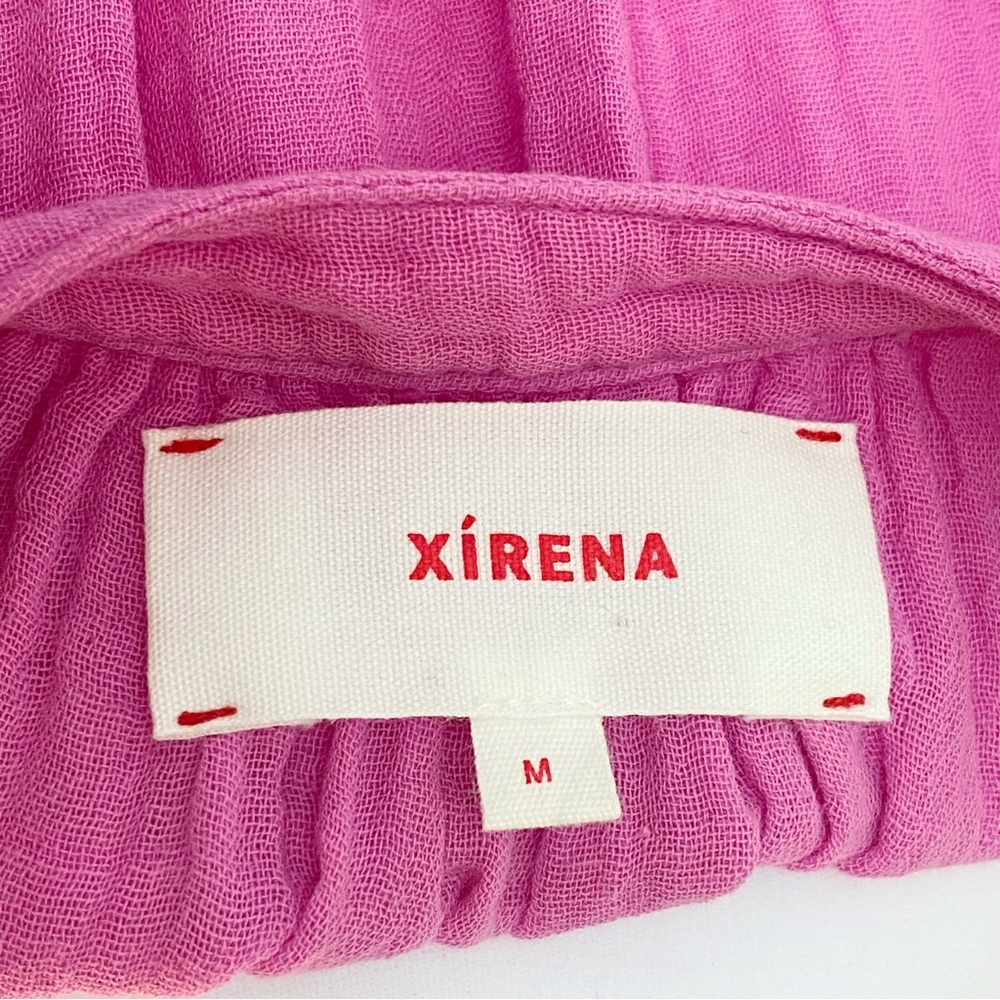 XÍRENA Pink Jude Cotton Gauze Flutter Short Sleeve Button Up Belted Mini Dress - Picture 4 of 10